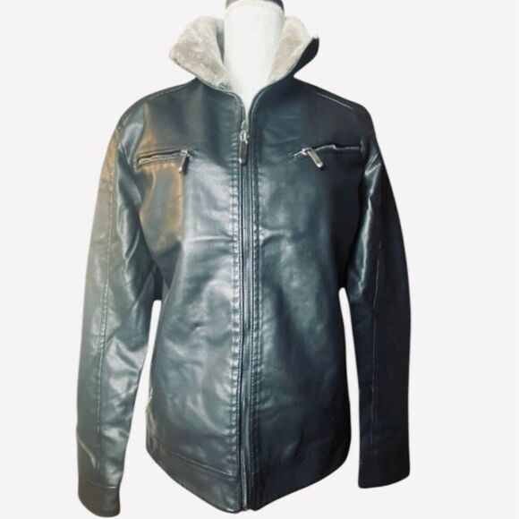 American Breed Mens Black Lined Motorcycle Coat Leather Jacket Size Small NWT